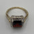 Garnet & Diamond Square Halo Accent Ring 9ct 9k Yellow Gold - Size P