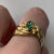 Emerald & Diamond Wave Accent Ring 18ct 18k Yellow Gold  - Size P