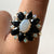 Opal & Sapphire Statement Cluster Ring 9ct 9k Yellow Gold - Size P