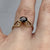 Garnet Solitaire Ring Bark Finish Heart Accents 9ct 9k Yellow Gold - Size M