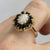 Opal & Sapphire Halo Cluster Scallop Rope Edge Ring 9ct 9k Yellow Gold  - Size N