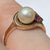 Pearl & Ruby Bypass Ring 10ct 10k Yellow Gold - Size K 1/2