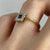 Antique Art Deco Blue Topaz Square Platinum Ring 18ct 18k Yellow Gold - Size L