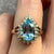 Blue Topaz & Diamond Pear Halo Cluster Ring 9ct 9k White Gold - Size N