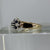 Diamond & Sapphire Daisy Flower Cluster Ring 9ct 9k Yellow Gold  - Size K