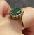 Emerald & CZ Halo Cluster Ring 9ct 9k Yellow Gold - Size L