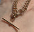 Antique Old Rose Gold T Bar Pendant Albert Chain Bracelet 9ct Stamped Links - 8"