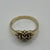 Amethyst & White Spinel Floral Cut Out Band Ring 9ct 9k Yellow Gold - Size S