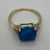 Blue Opal & Diamond Cushion Cut Ring 9ct 9k Yellow Gold - Size N