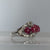 Ruby Cabochon & Diamond Bespoke Ornate Ring 18k 18ct White Gold - Size J