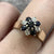 Diamond & Sapphire Daisy Flower Cluster Ring 9ct 9k Yellow Gold  - Size K