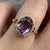 Amethyst Ornate Bezel Set Solitaire Ring 9ct 9k Yellow Gold - Size N