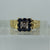 Sapphire & Diamond Retro Square Textured Ring 18ct 18k Yellow Gold  - Size O 1/2