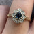 Sapphire & Diamond Halo Cluster Ring 9ct 9k Yellow Gold - Size N 1/2