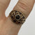 Garnet Filigree Cluster Band Ring 9ct 9k Yellow Gold - Size N