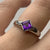 Amethyst Bezel Set Square Ring 9ct 9k White Gold - Size L