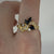 Unique Diamond & Sapphire Marquise-Cut Ornate Ring 18ct 18k Yellow Gold - Size O