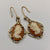 Cameo Vintage Dangle Drop Hook Earrings 9ct 9k Yellow Gold