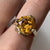 Retro Orange Zircon Chunky Statement Ring 9ct 9k Yellow Gold  - Size N