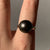 Tahitian Aubergine Pearl & Baguette Diamond Ring 10ct Yellow Gold - Size N 1/2