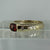 Checker Cut Garnet & Diamond Gypsy Ring 9ct 9k Yellow Gold - Size V