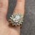 Ornate CZ Pear Halo Cluster Ring 9ct 9k Yellow Gold - Size U