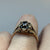 Sapphire & Diamond Daisy Flower Open Shoulders Ring 9ct 9K Yellow Gold - Size L