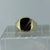 Black Enamel Stripe Signet Ring 9ct 9k Yellow Gold  - Size T