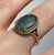 Synthetic Black Opal Frilled Edge Ring 9ct 9k Yellow Gold  - Size O