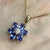 Tanzanite CZ Daisy Flower Pendant Curb Chain Necklace 9ct 9k Yellow Gold - 20"