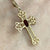 Garnet Filigree Cross Crucifix Pendant 9ct 9k Yellow Gold