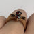 Retro Garnet Two Stone Square Shoulder Ring 9ct 9k Yellow Gold  - Size M