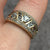 Aquamarine & Diamond Ornate Band Ring 9ct 9k Yellow Gold - Size N