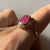 Oval Ruby & White Sapphire Ornate Cocktail Ring 18ct 18k Yellow Gold - Size N