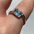 Blue Topaz & Diamond Square Cut Bypass Ring 9ct 9k White Gold  - Size P