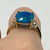 Blue Opal & Diamond Cushion Cut Ring 9ct 9k Yellow Gold - Size N