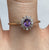 Amethyst & CZ Floral Cluster Thin Shank Ring 9ct 9k Yellow Gold - Size Q