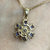 Tanzanite CZ Daisy Flower Pendant Curb Chain Necklace 9ct 9k Yellow Gold - 20"