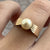 Retro Pearl Flat Embossed Shoulder Ring 9ct 9k Yellow Gold  - Size L