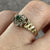 Emerald & Diamond Daisy Flower Embossed Ring 9ct 9k Yellow Gold - Size L 1/2