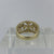 Diamond Two Tone Gold Patterned Ring 9ct 9k Yellow Gold - Size P