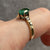 Emerald & Diamond Accent Ring 9ct 9k Yellow Gold - Size N