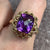 Amethyst Ornate Checker Cut Heart Trim Ring 9ct 9k Yellow Gold - Size T