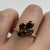 Ornate Garnet Cluster Ring 9ct 9k Yellow Gold  - Size N