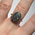 Synthetic Black Opal Frilled Edge Ring 9ct 9k Yellow Gold  - Size O