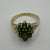 Green Tourmaline & Diamond Daisy Flower Cluster Ring 9ct 9k Yellow Gold - Size P