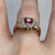 Ruby Heart Cut Twist Ring Diamond Accents 10ct 10k Yellow Gold - Size O 1/2