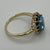 Blue Topaz & Sapphire Halo Cluster Ring 9ct 9k Yellow Gold - Size P 1/2