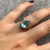 Blue Topaz & Diamond Pear Halo Cluster Ring 9ct 9k White Gold - Size N