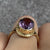 Amethyst Ornate Bezel Set Solitaire Ring 9ct 9k Yellow Gold - Size N